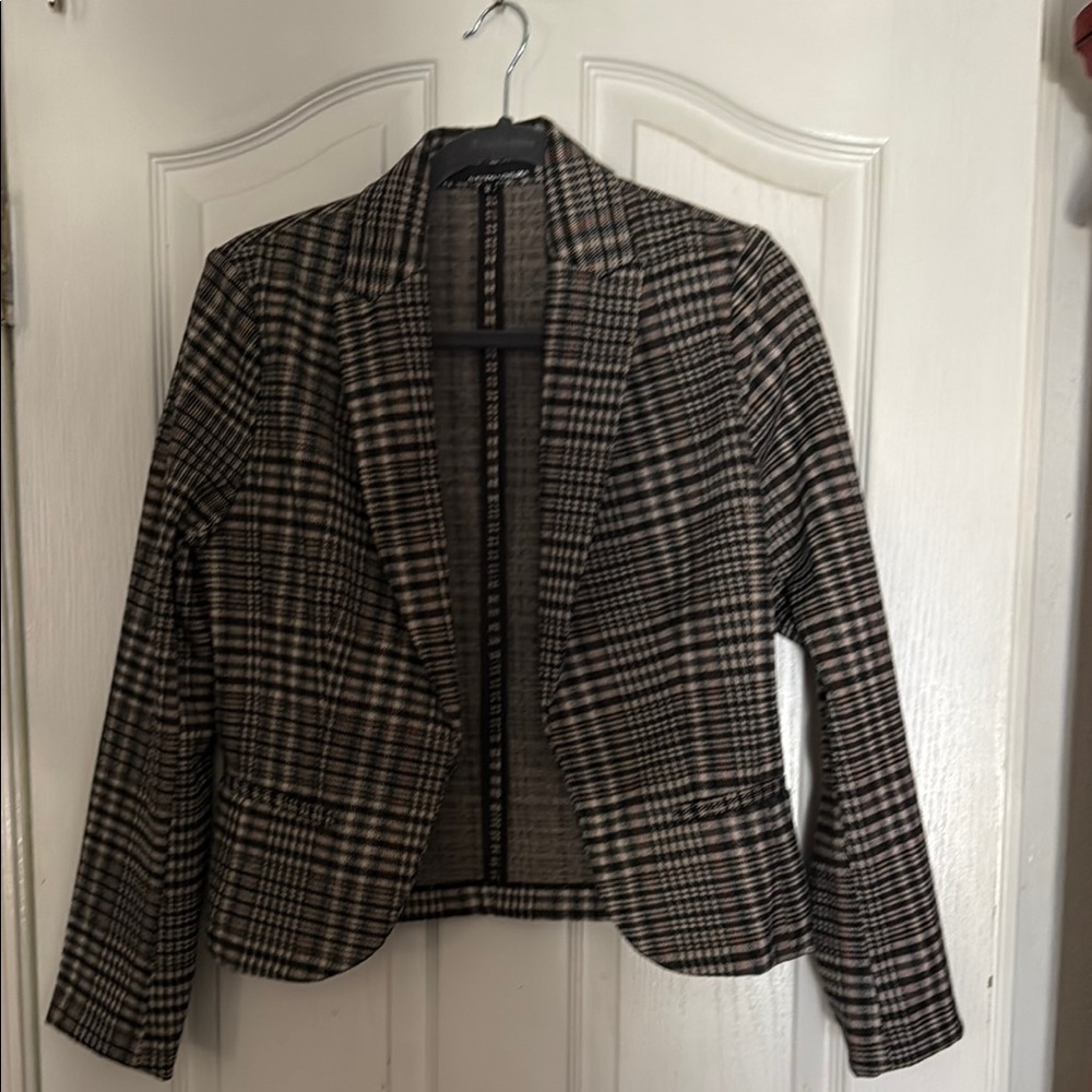 Amanda & Chelsea Black and White Plaid Blazer